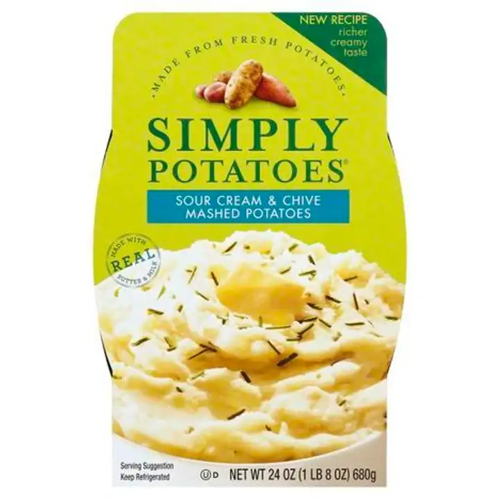 Order Simply Potatoes Mashed Potatoes, Sour Cream & Chive - 24 Ounces food online from Holiday farms store, Roslyn Heights on bringmethat.com