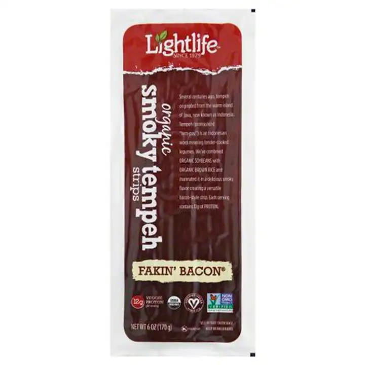Order Lightlife Tempeh, Smoky, Organic, Fakin' Bacon, Strips - 6 Ounces food online from Whole Foods Co-Op Denfeld store, Duluth on bringmethat.com