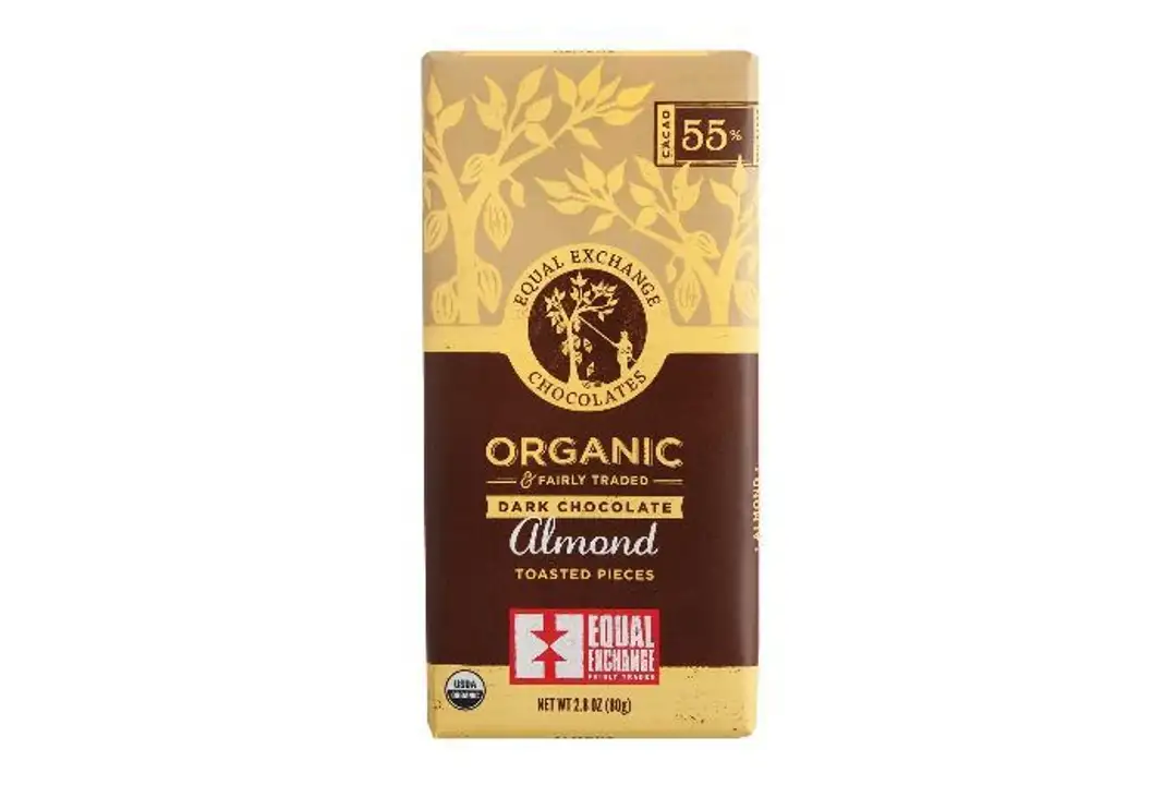 Order Equal Exchange Organic Dark Chocolate with Almond - 2.8 Ounces food online from Whole Foods Co-Op Denfeld store, Duluth on bringmethat.com