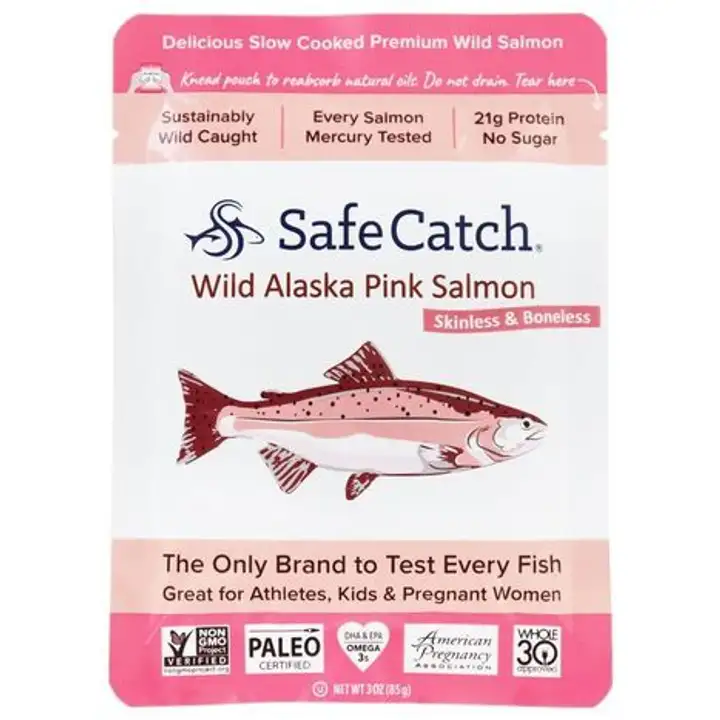 Order Safe Catch Skinless and Boneless Wild Alaska Pink Salmon - 3 Ounces food online from Whole Foods Co-Op Denfeld store, Duluth on bringmethat.com