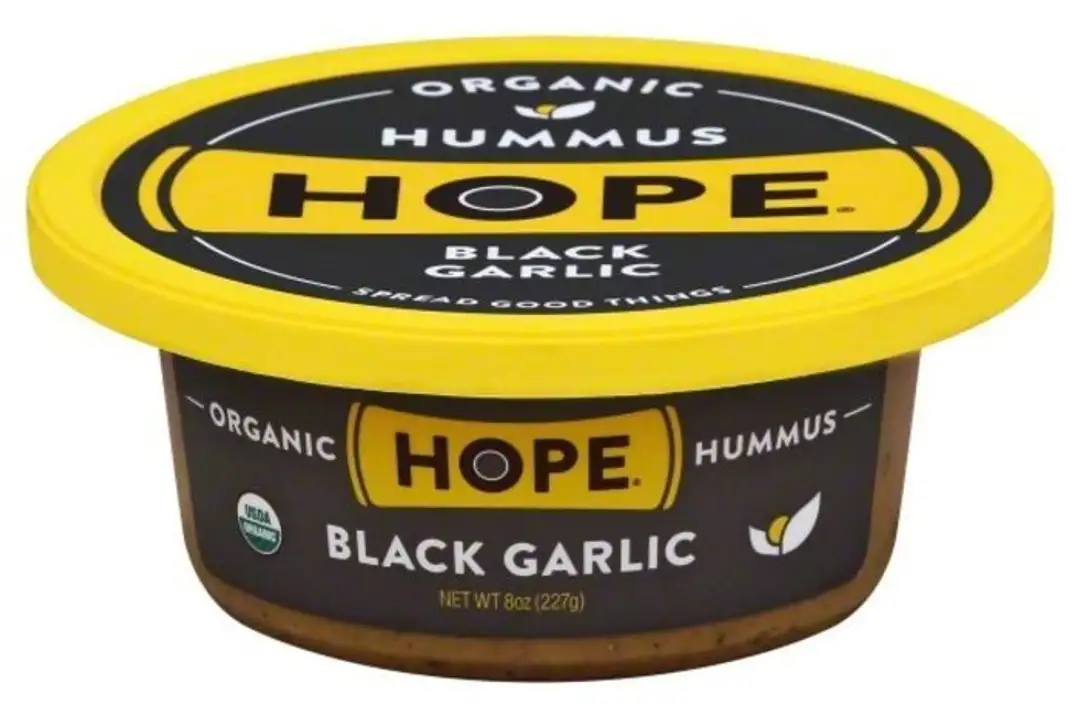 Order Hope Foods Hummus, Organic, Black Garlic - 8 Ounces food online from Whole Foods Co-Op Denfeld store, Duluth on bringmethat.com