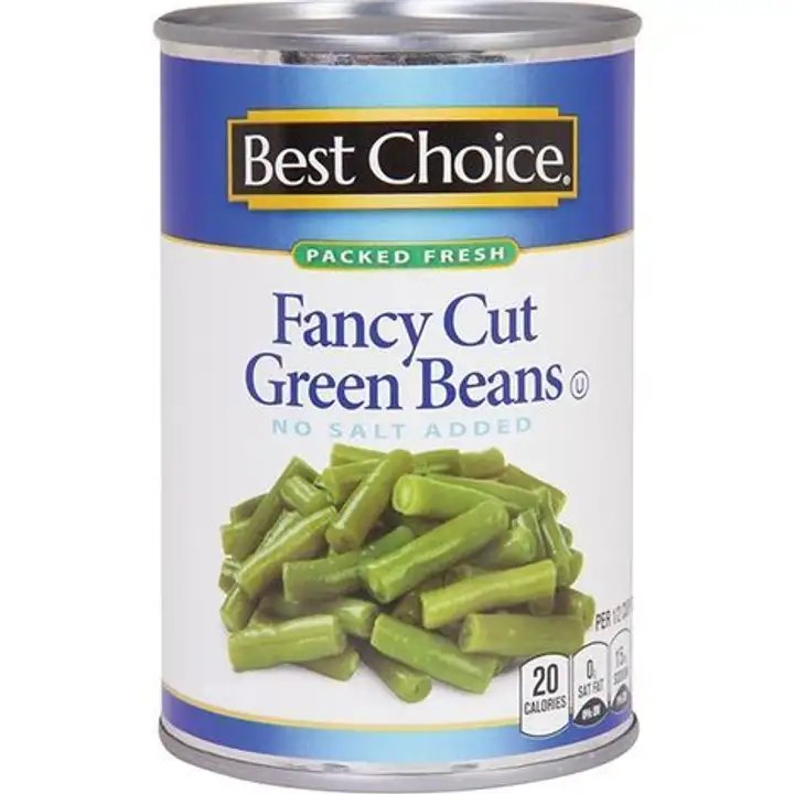 Order Best Choice Fancy Cut Green Beans, No Salt Added - 14.5 Ounces food online from Fligner Market store, Lorain on bringmethat.com