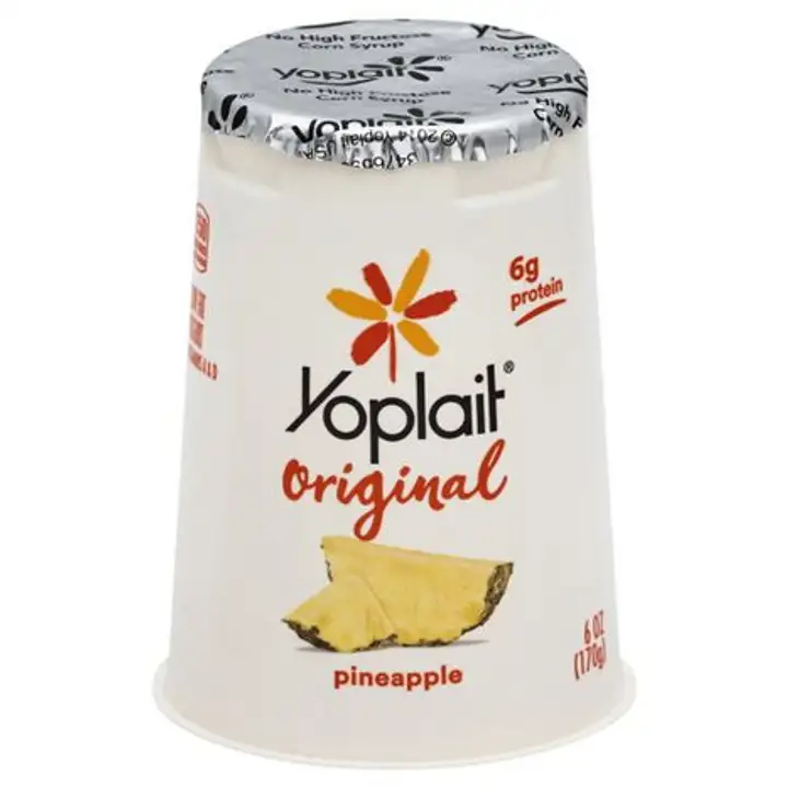 Order Yoplait Original Yogurt, Lowfat, Pineapple - 6 Ounces food online from Fligner Market store, Lorain on bringmethat.com