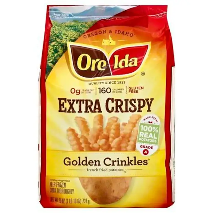 Order Ore Ida Golden Crinkles, Extra Crispy - 26 Ounces food online from Holiday farms store, Roslyn Heights on bringmethat.com