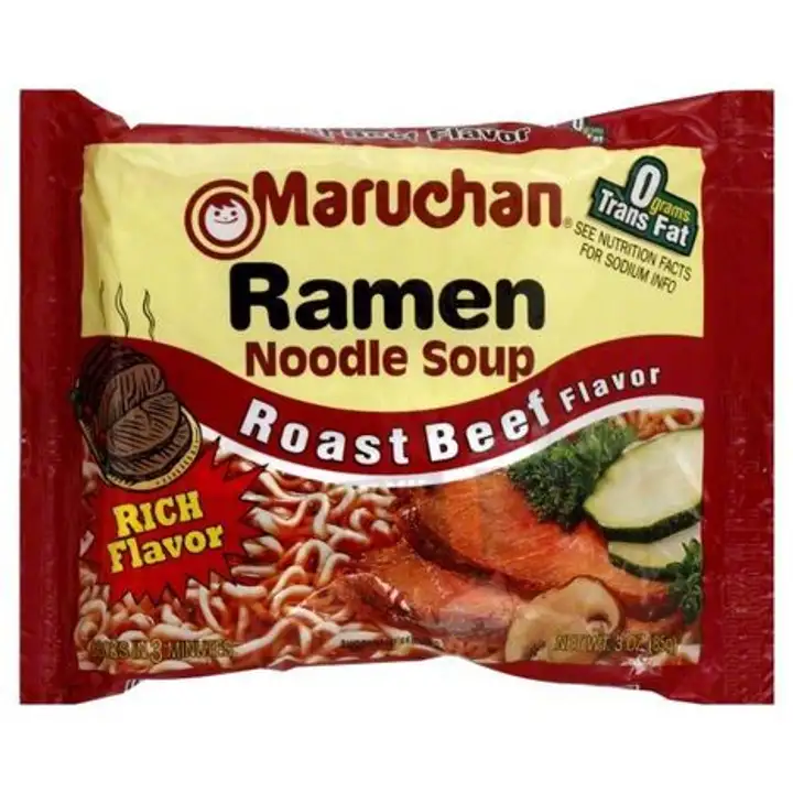 Order Maruchan Ramen Noodle Soup, Roast Beef Flavor - 3 Ounces food online from Fligner Market store, Lorain on bringmethat.com