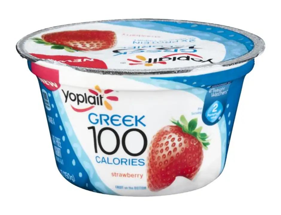Order Yoplait Greek 100 Protein Yogurt, Fat Free, Strawberry - 5.3 Ounces food online from Fligner Market store, Lorain on bringmethat.com