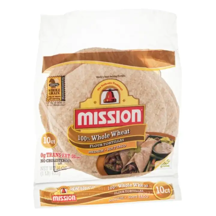 Order Mission Tortillas, Flour, 100% Whole Wheat, Soft Taco - 10 Count food online from Holiday farms store, Roslyn Heights on bringmethat.com