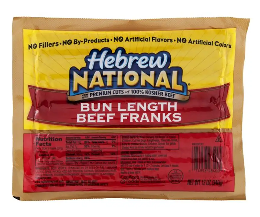 Order Hebrew National Franks, Beef, Bun Length - 12 Ounces food online from Holiday farms store, Roslyn Heights on bringmethat.com