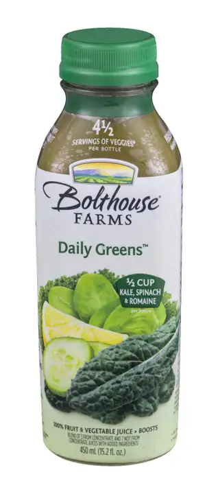 Order Bolthouse Farms Daily Greens 100% Juice, Fruit & Vegetable - 15.2 Ounces food online from Novato Harvest Market store, Novato on bringmethat.com